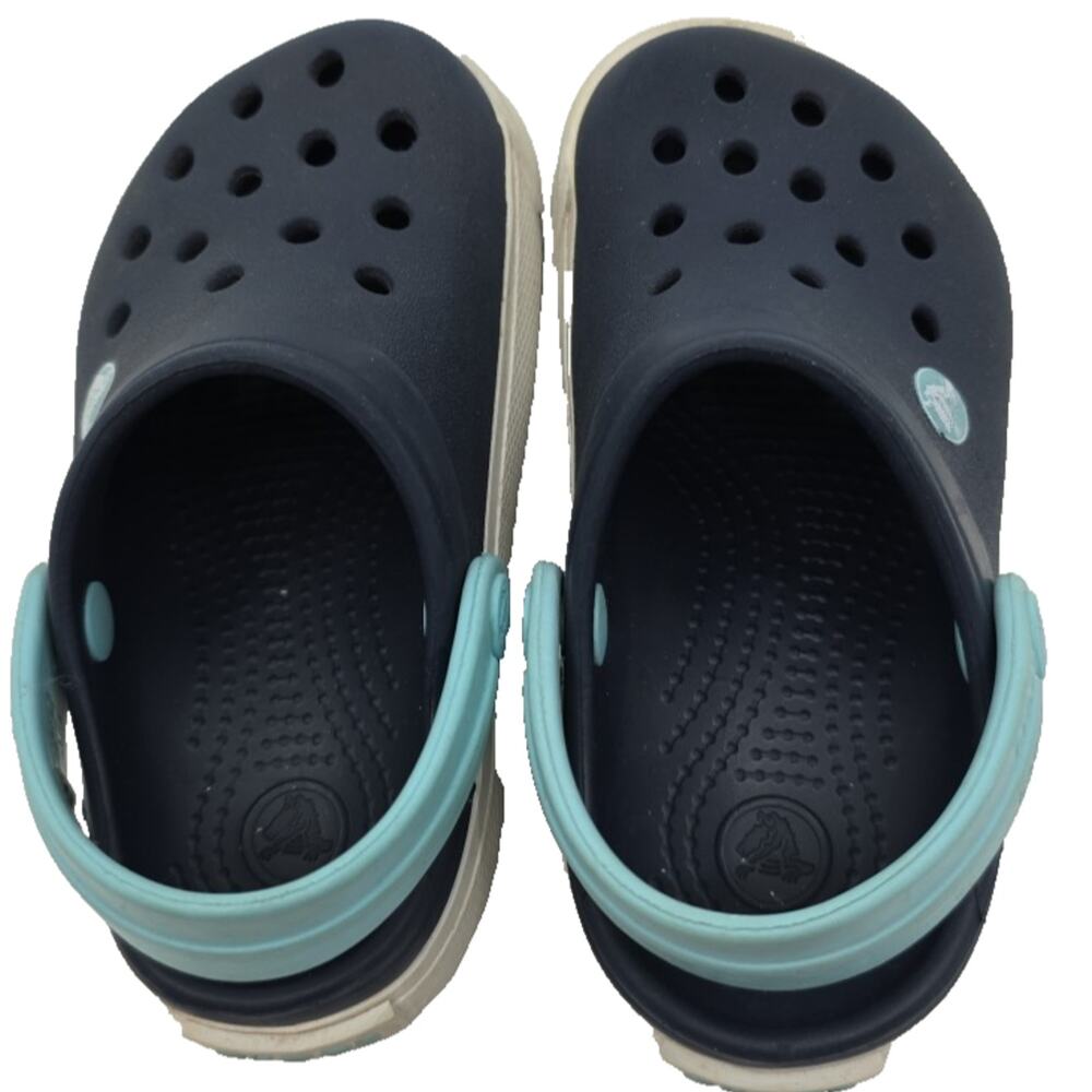 Crocs Navy Sky Blue Crocband Slip On Clog Shoes Child Toddler Size 6 7